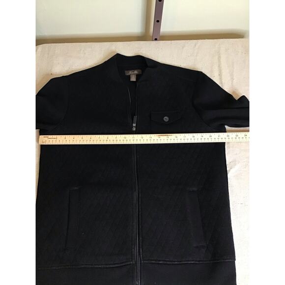 Tasso Elba Mens  Black Quilted Bomber Jacket  Sz. Medium EUC - Picture 6 of 11